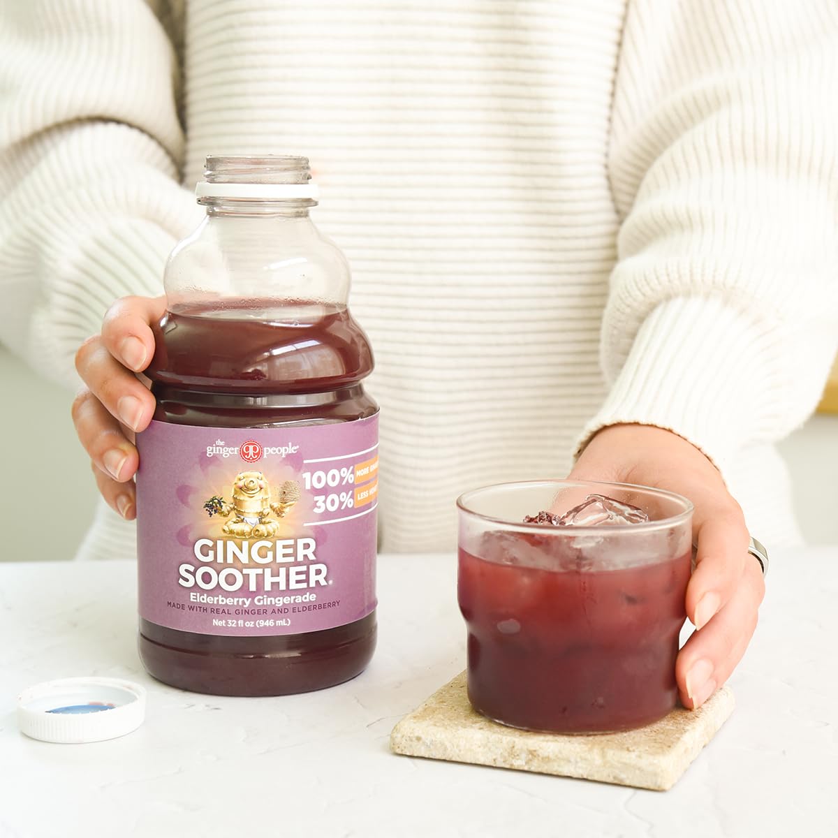 The Ginger People Elderberry Gingerade - Premium Quality Elderberry Juice, 32 Fl Oz Bottle, Ginger Soother, Elderberry Ginger Flavor
