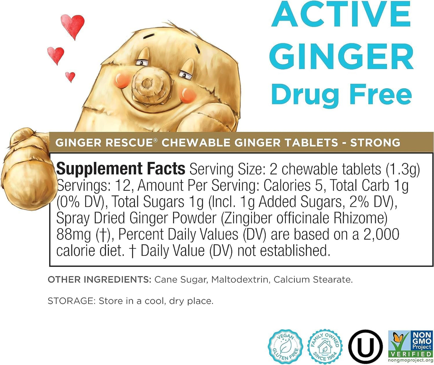 The Ginger People Ginger Rescue Chewable Tablets - Natural Digestive Support, Strong Ginger Flavor, 24 Count Pack