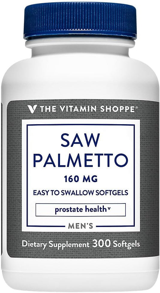 The Vitamin Shoppe Saw Palmetto Extract Softgels for Prostate Health - 300 Count, 160mg, Easy to Swallow