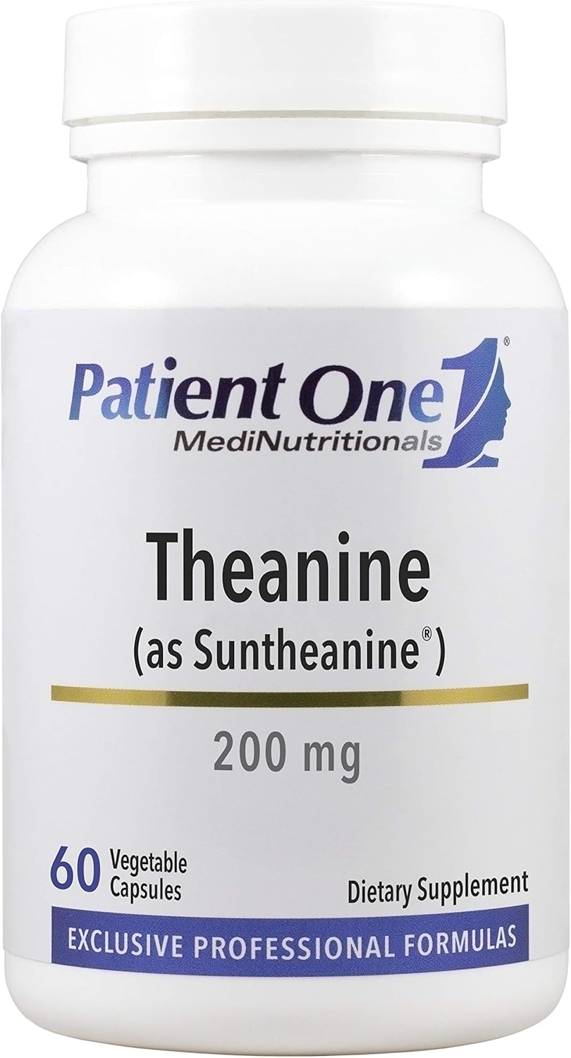 Theanine 200 mg Capsules | Supports Stress Response, Relaxation, and Focus | Suntheanine Supplement with Clinical Studies | 60 Count