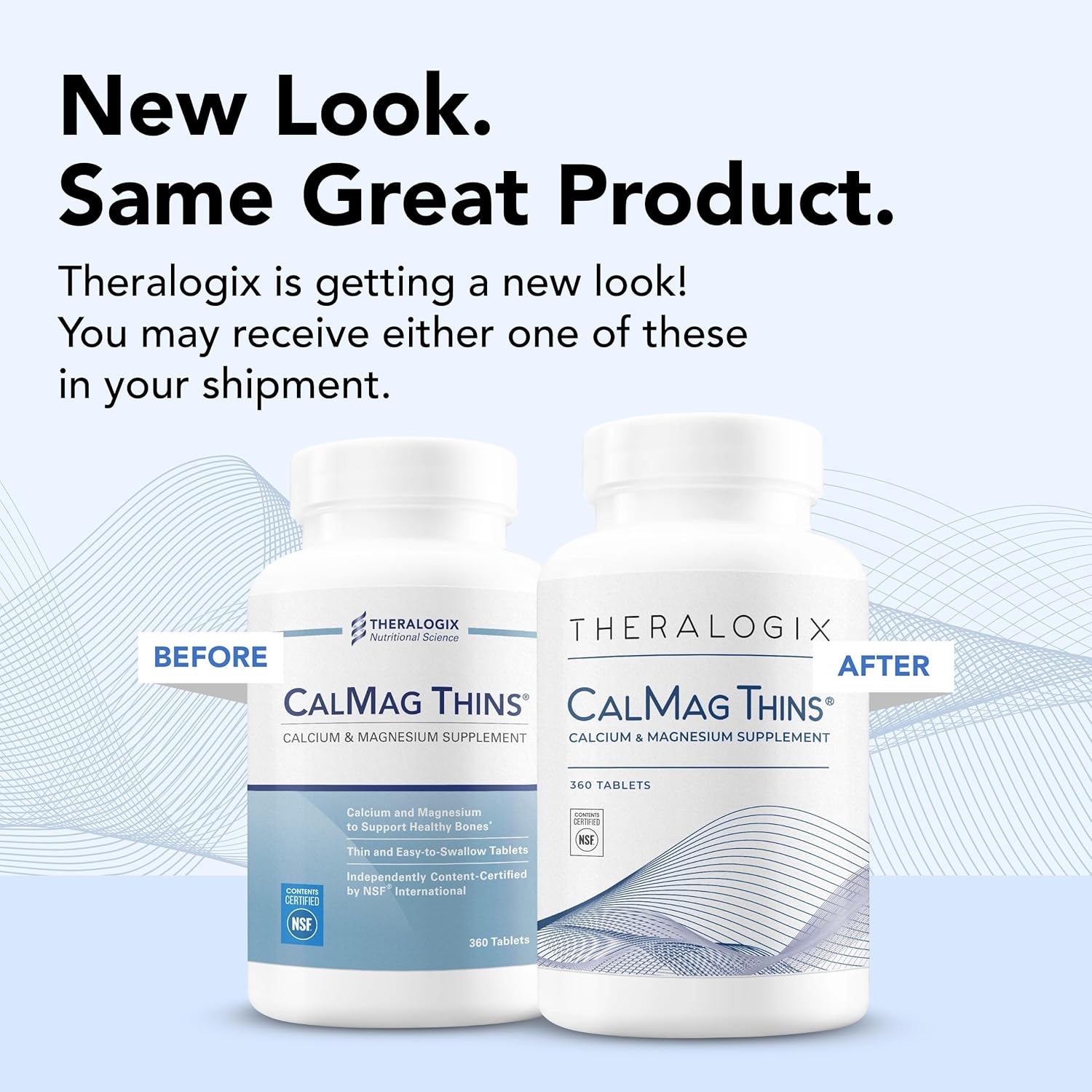 Theralogix CalMag Thins Bone Support Supplement for Women & Men - 200 mg Calcium, 50 mg Magnesium - NSF Certified - 360 Tablets