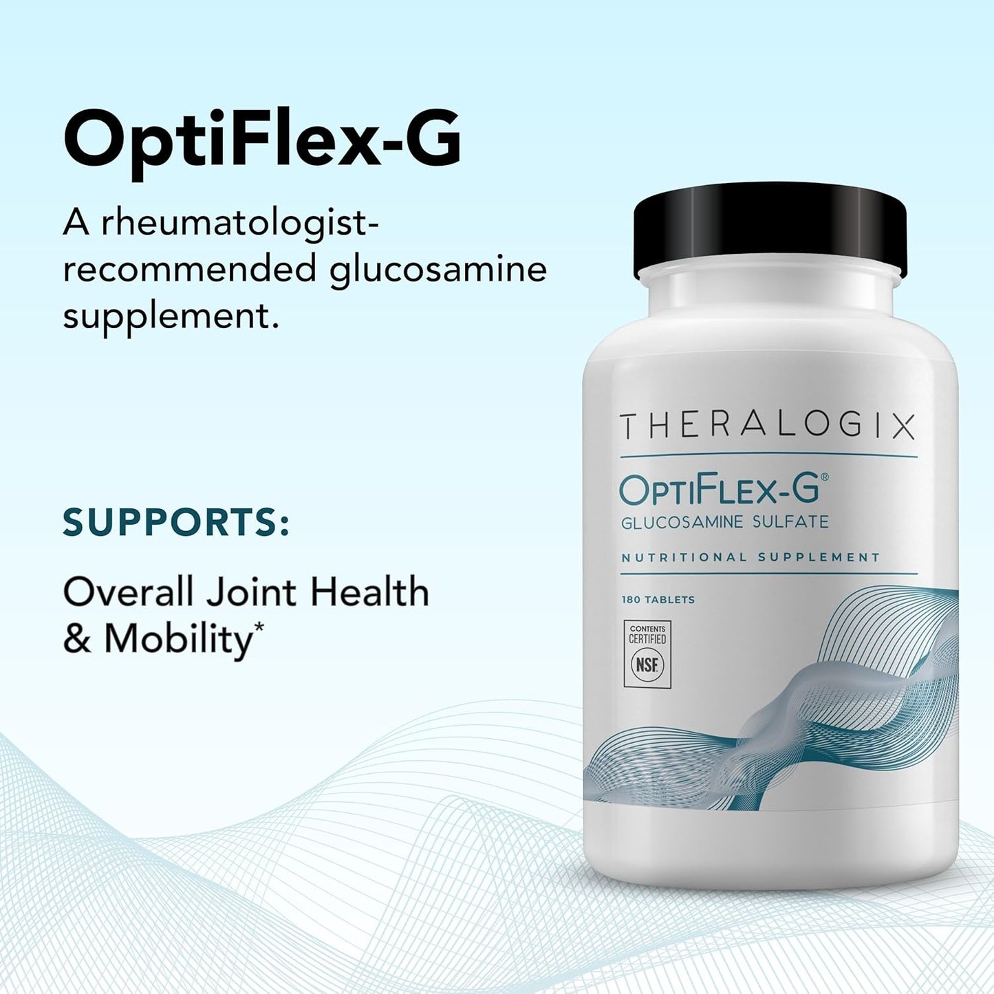 Theralogix OptiFlex-G Glucosamine Sulfate - 90-Day Supply - Joint Health Support - Men & Women - NSF Certified - 180 Tablets