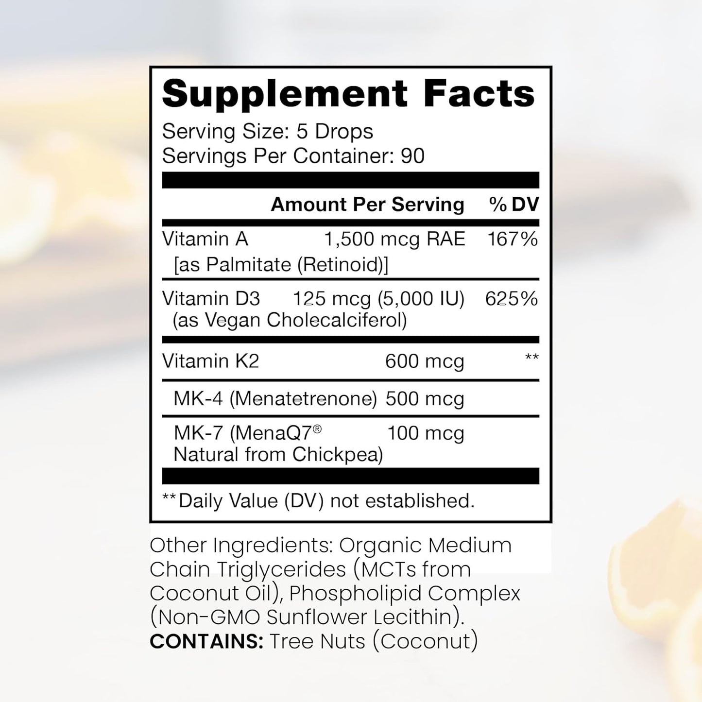 TheraPro Rx Vegan A-D-K Drops 10 Ml | Made in USA | 3 Month Supply | Immunity & Bone Health Support with Vitamin A, Liposomal D3, K2
