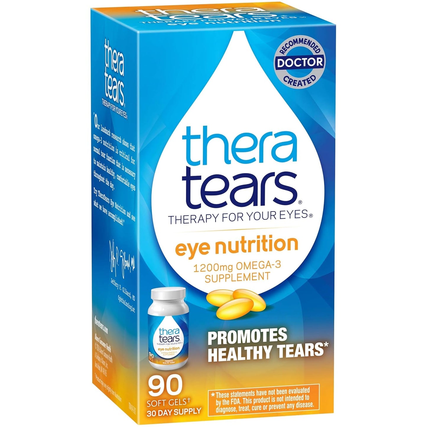 Theratears Nutrition Omega-3 Supplement - 90 Capsules for Eye Health and Dry Eyes