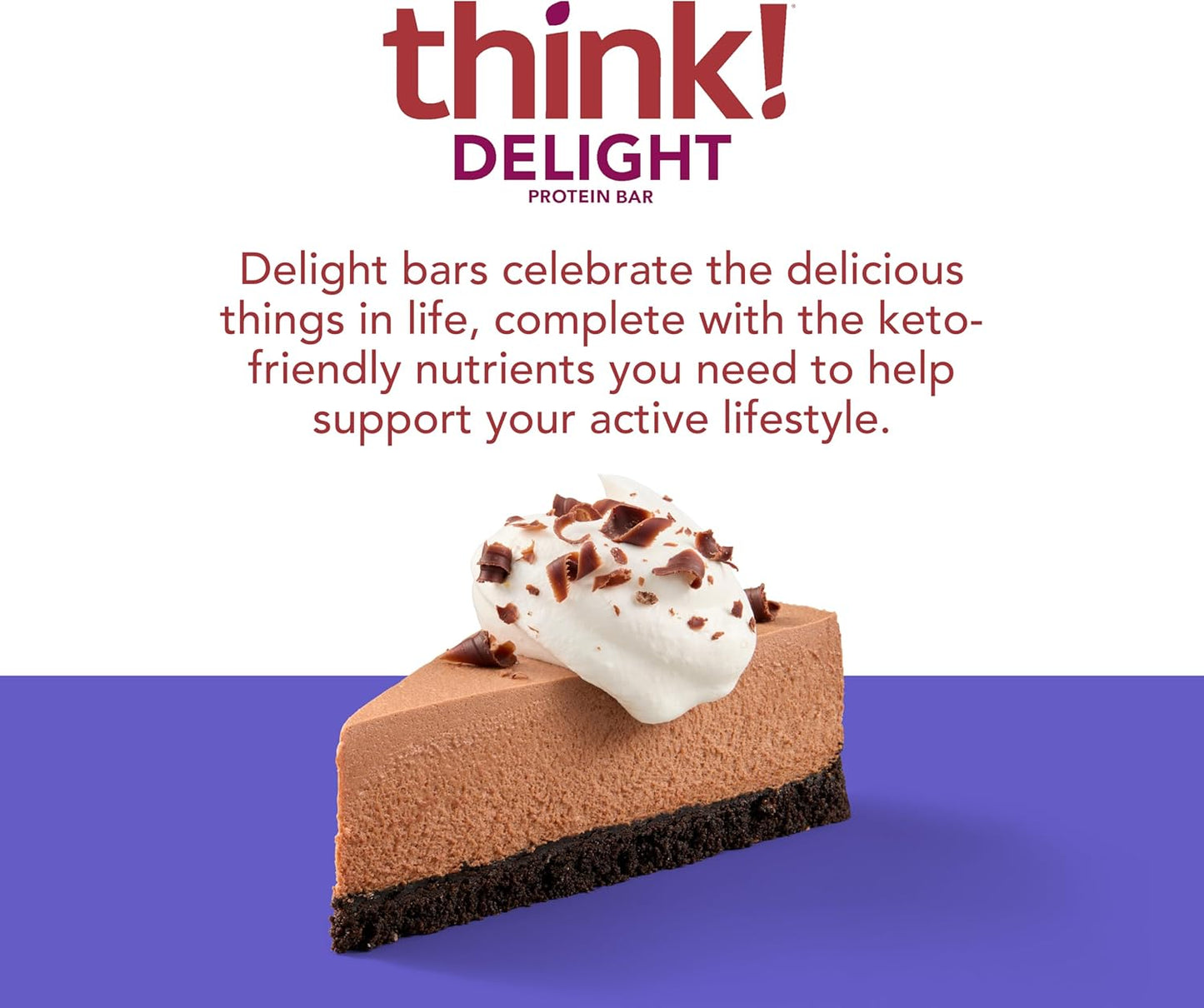 think! Delight Keto Protein Bars - Chocolate Mousse Pie Flavor, Gluten Free, Low Carb Snack, 10 Count Pack - BoostGo Australia