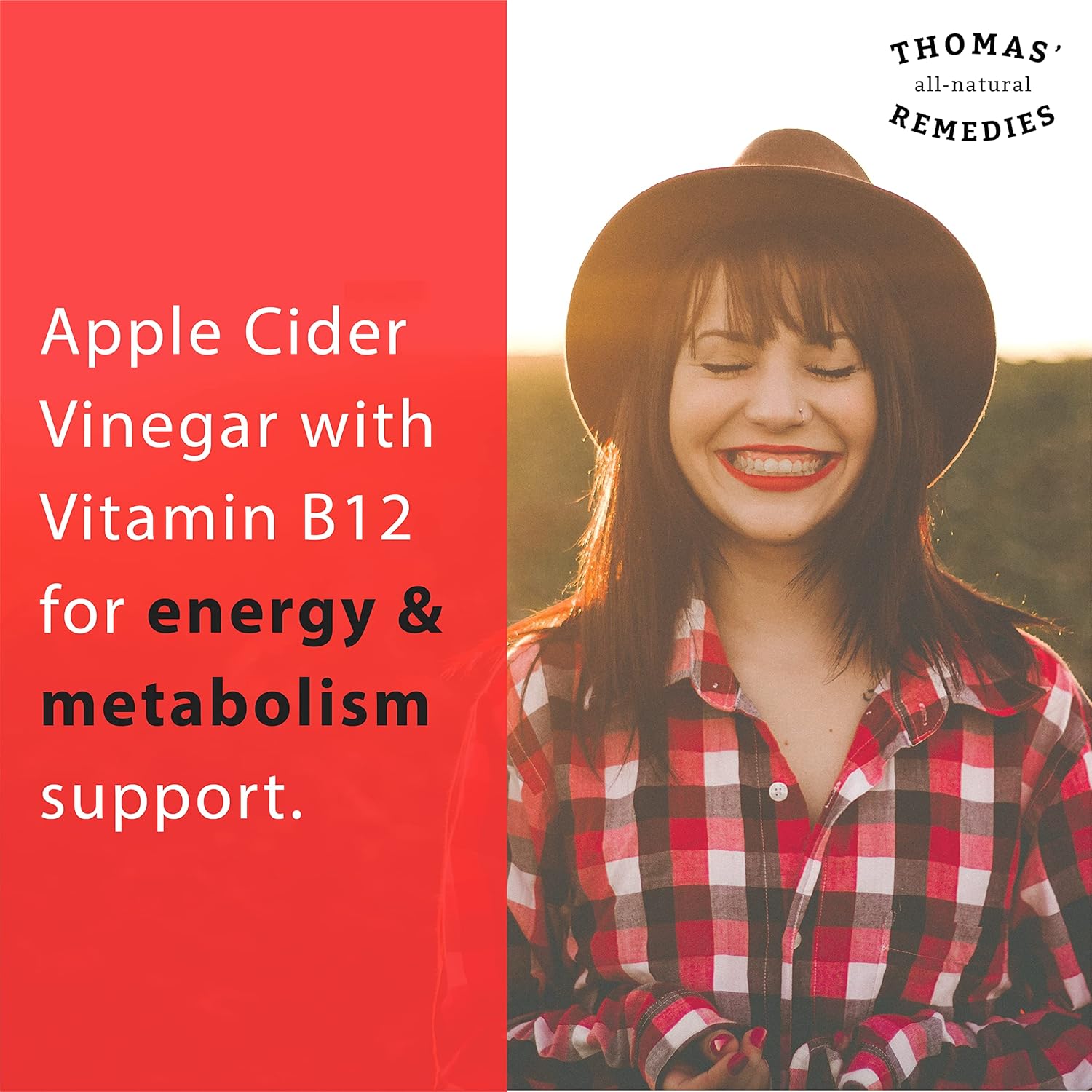 Thomas' All-Natural Apple Cider Vinegar Gummies with Beet Root, Pomegranate, B9 & B12 Vitamins - 1000mg ACV Gummies - Gelatin-Free, Gluten-Free, Vegan & Non-GMO - 60 Count