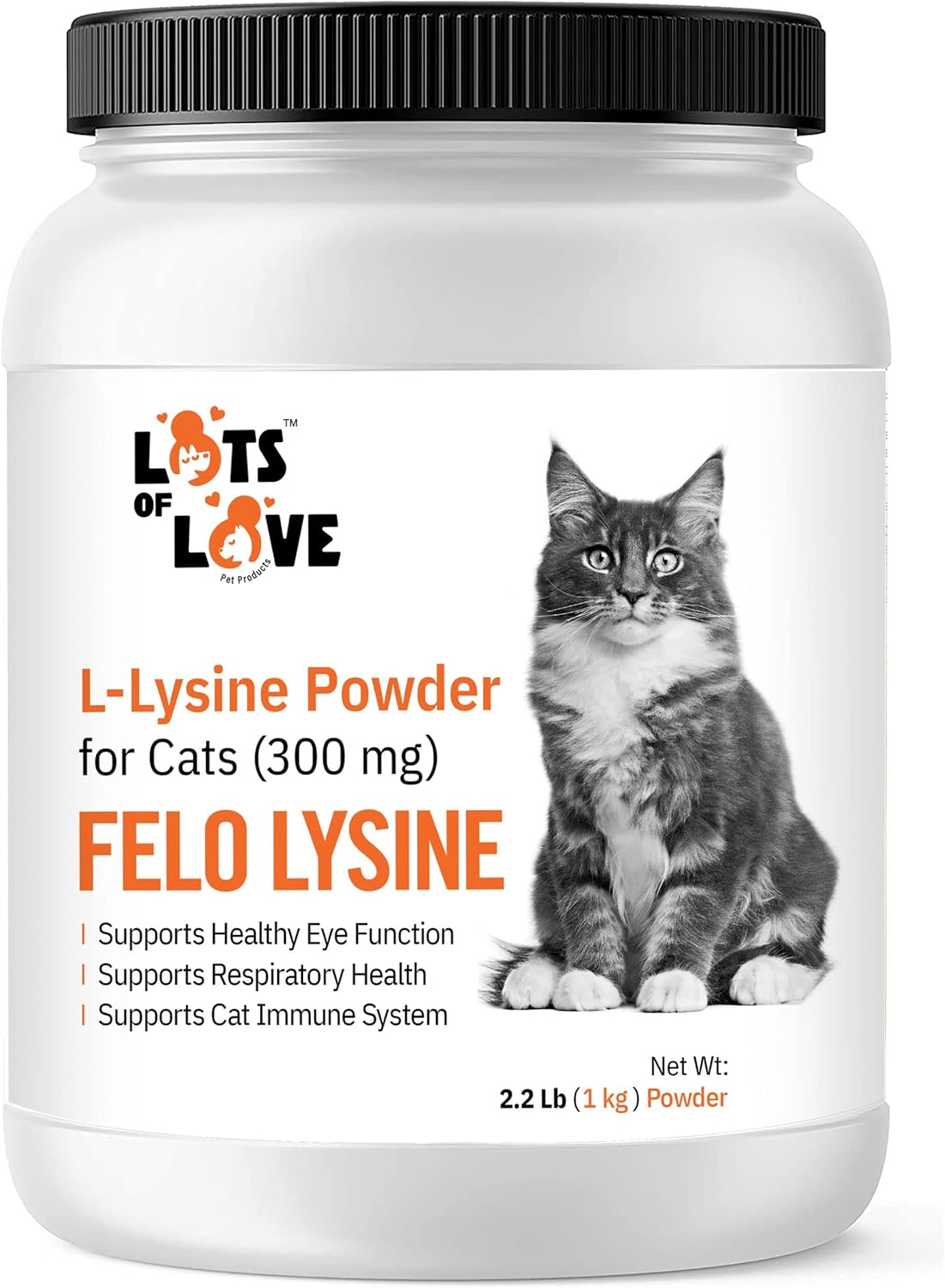 Thomas Pet Earlier Felo Lysine Powder for Cats - 1 Kg (2.2 lb) - 300 mg L-Lysine Supplement