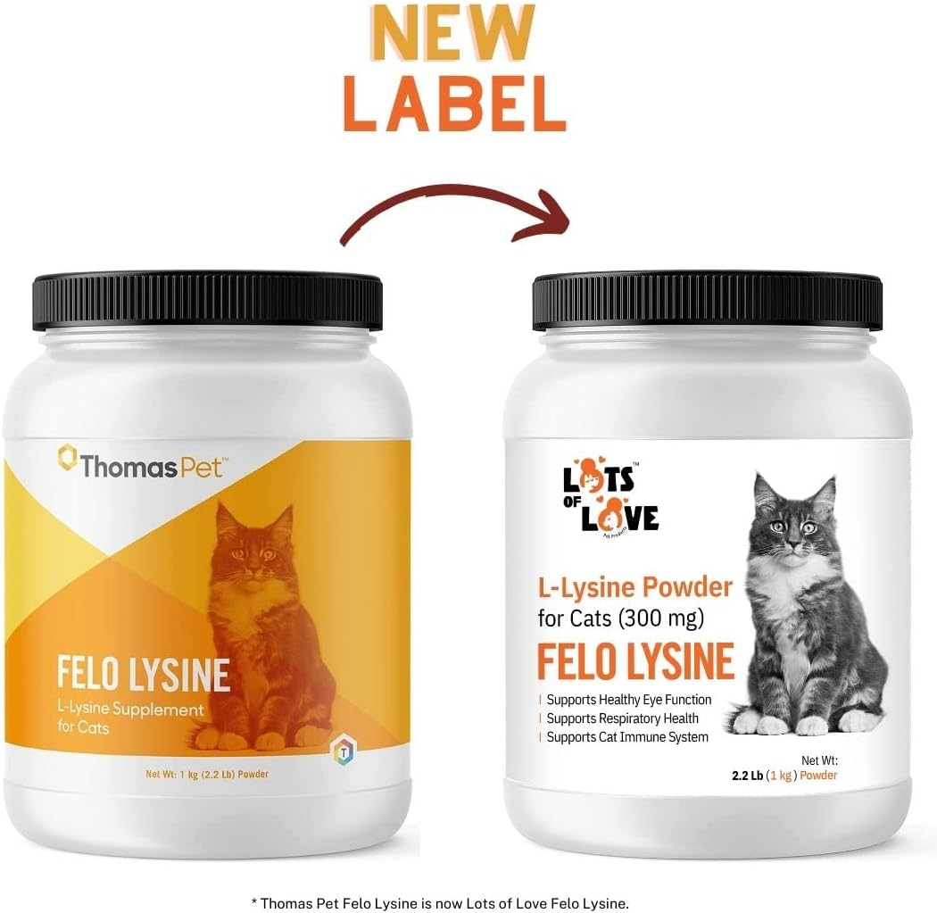 Thomas Pet Earlier Felo Lysine Powder for Cats - 1 Kg (2.2 lb) - 300 mg L-Lysine Supplement
