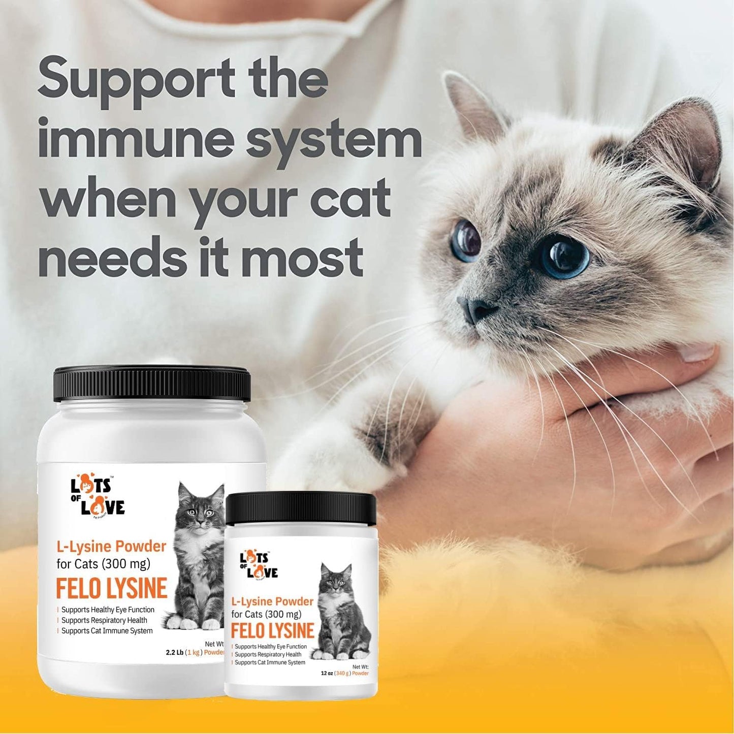 Thomas Pet Earlier Felo Lysine Powder for Cats - 1 Kg (2.2 lb) - 300 mg L-Lysine Supplement