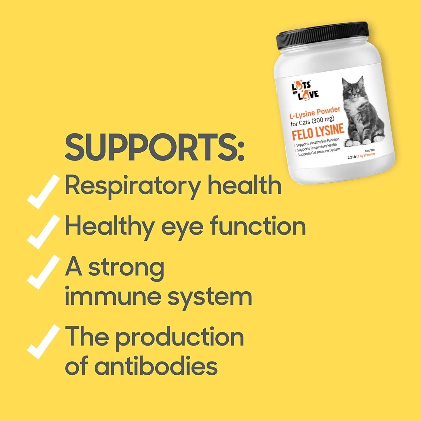 Thomas Pet Earlier Felo Lysine Powder for Cats - 1 Kg (2.2 lb) - 300 mg L-Lysine Supplement