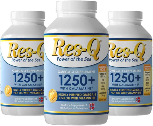 Three Pack of Res-Q 1250+ Omega-3 & Vitamin D3 Fish Oil Capsules