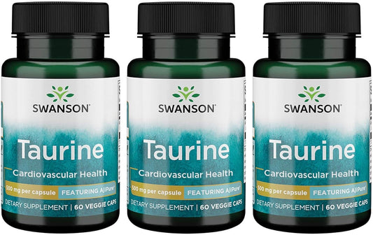 Three-Pack Swanson Ajipure Taurine Pharmaceutical Grade Amino Acid 500mg 60 Veg Capsules