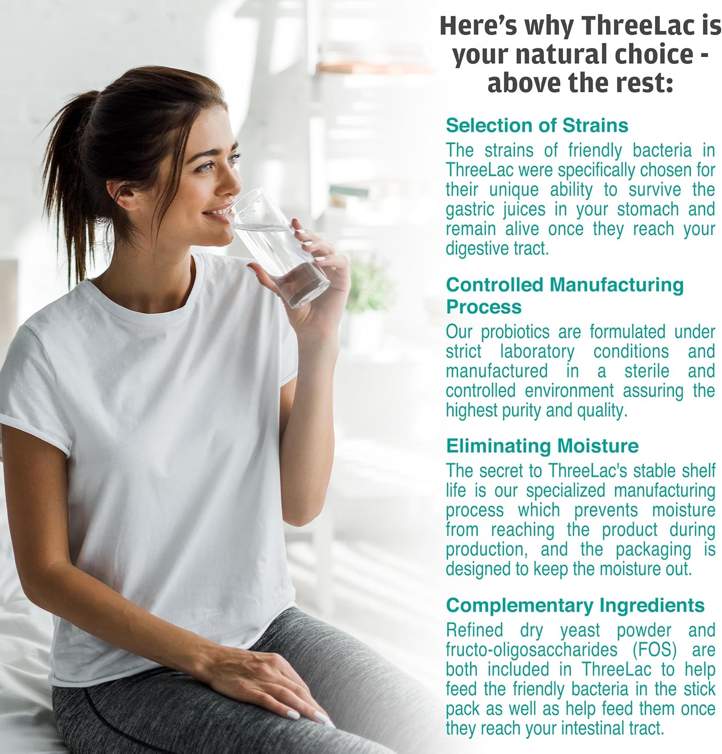 ThreeLac Probiotic Capsules - 240 Ct - Comprehensive Digestive Support for Men, Women, and Children - Immune System and Gut Balance - Non-GMO