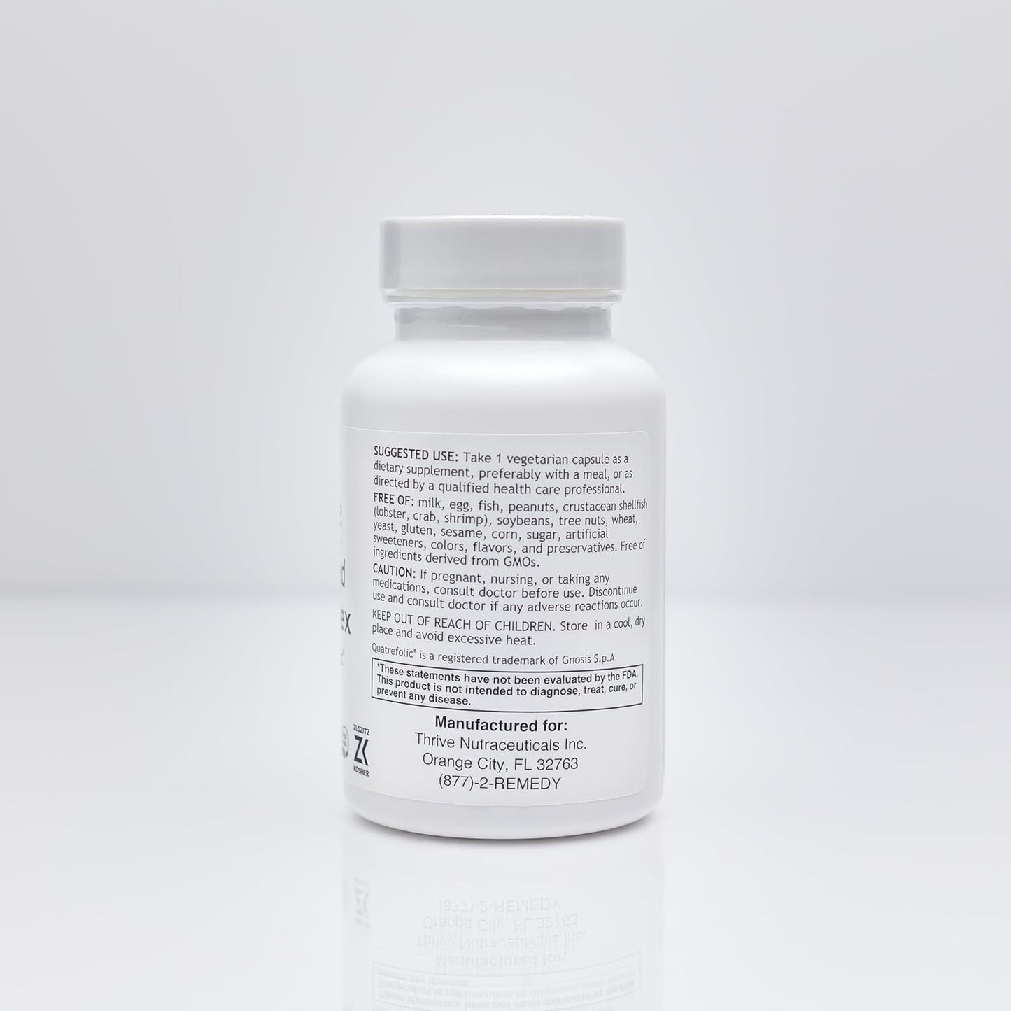 Thrive Nutraceuticals Activated B-Complex with Quatrefolic - 60 Non-GMO Capsules - Kosher Dietary Supplement for Energy & Cognitive Health