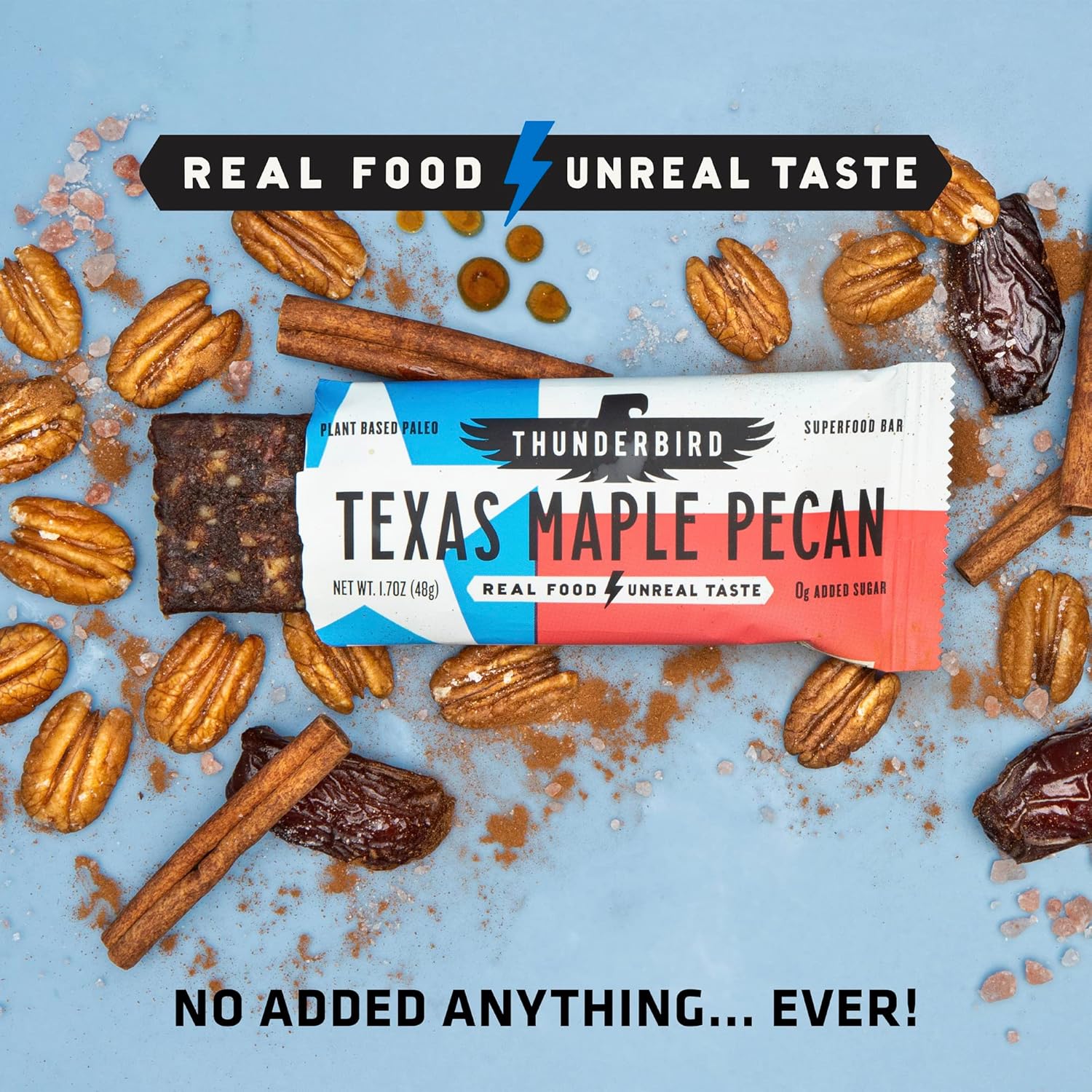 Thunderbird Energetica Texas Maple Pecan Energy Snack Bars - Gluten-Free, Protein-Packed, Vegan Paleo, Non-GMO, No Added Sugar - 12 Count, 1.7 oz. Bars