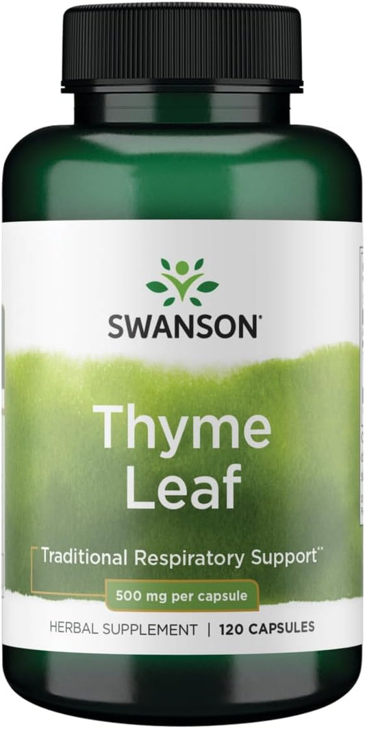 Thyme Leaf Capsules - Herbal Supplement for Respiratory and Digestive Health - Natural Formula (120ct, 500mg)