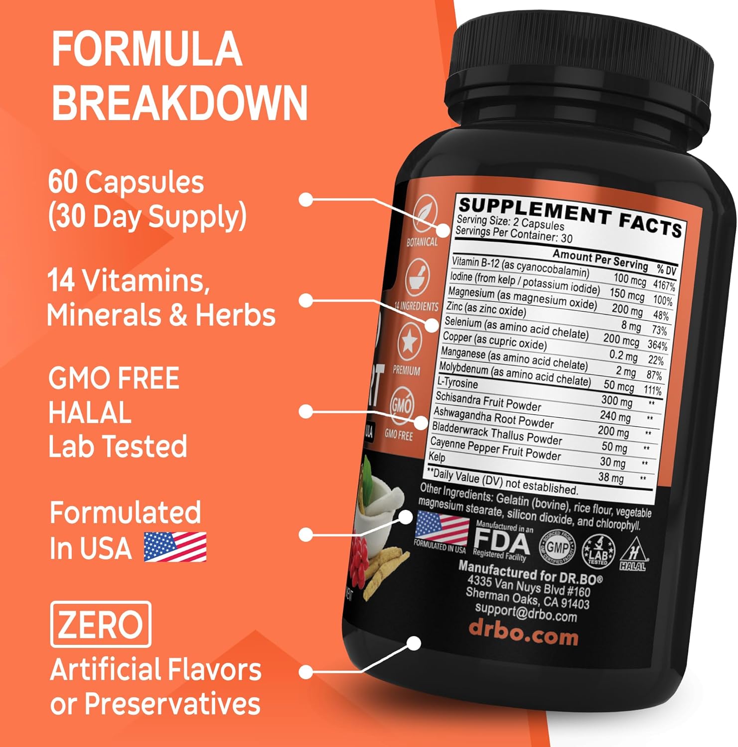 Thyroid Adrenal Supplements by Dr. BO for Men and Women - Improve Your Health Today!
