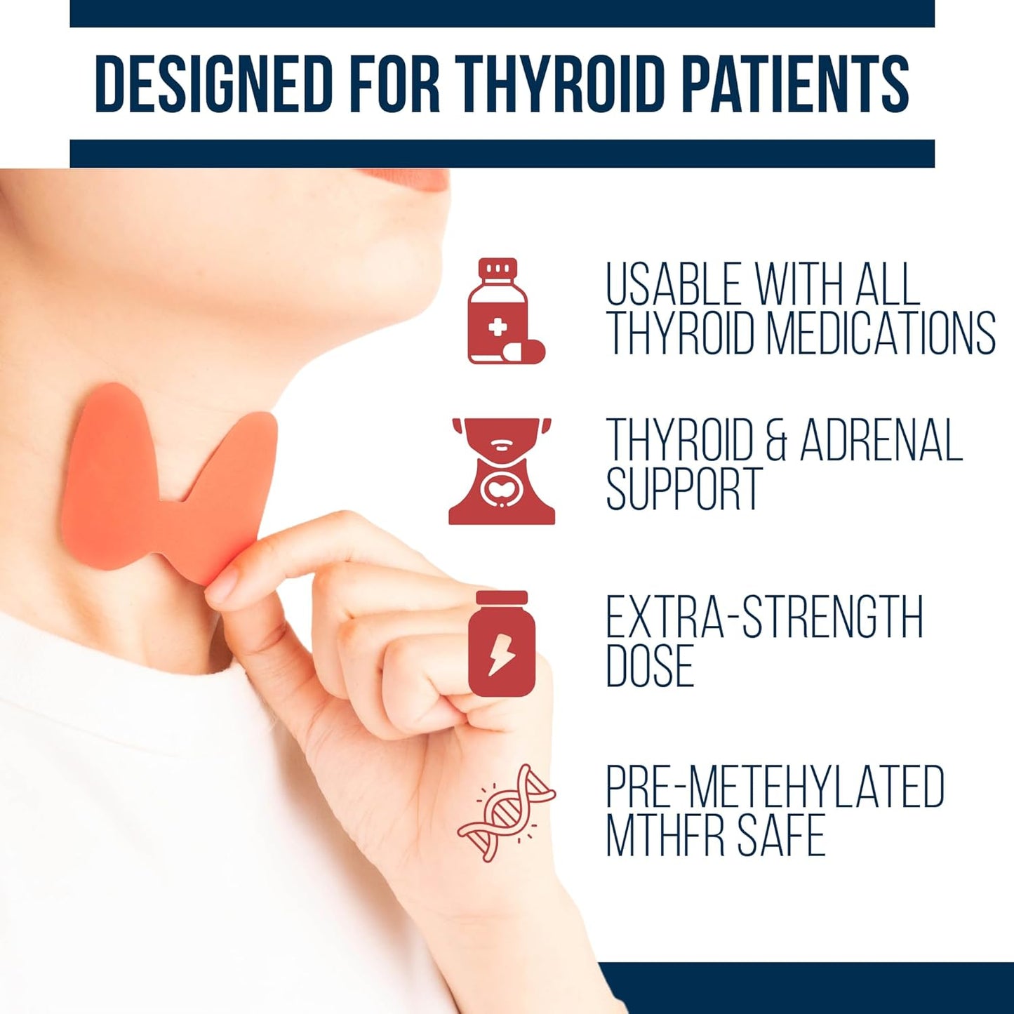Thyroid B Complex for Women - Methylated Vitamin Capsules with Methylfolate, B12, Biotin, and More | Supports MTHFR, Energy, Focus, and Thyroid Health | 60 Count