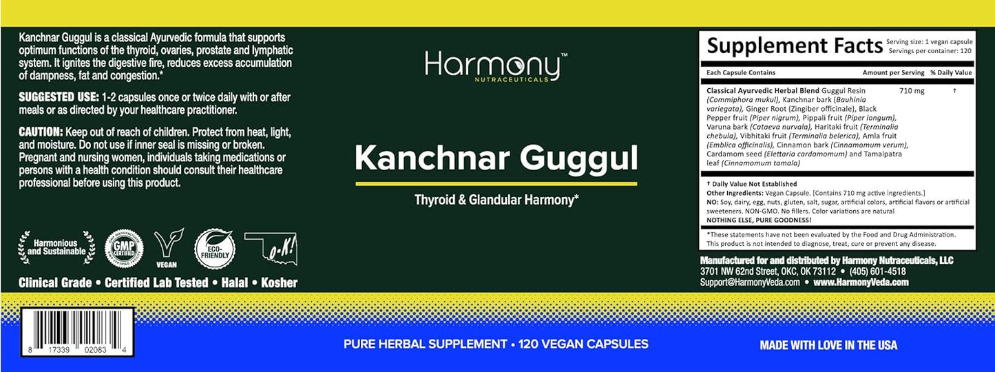 Thyroid & Glandular Harmony with Kanchnar Guggul - 120 Vegan Capsules by Harmony Nutraceuticals
