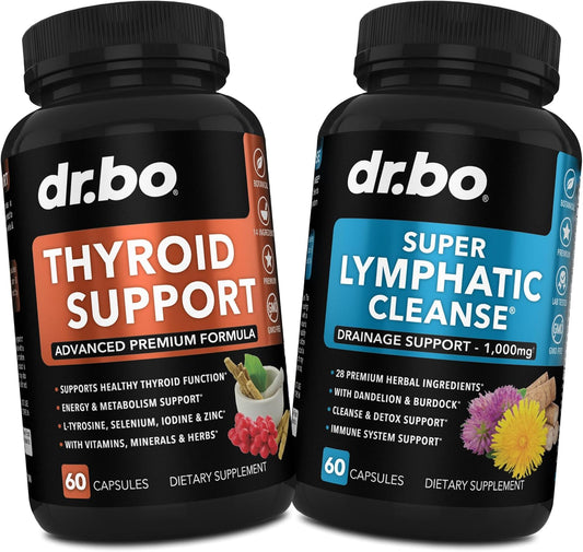 Thyroid Support & Lymphatic Drainage Supplements - Herbal Cleanse with Vitamin Complex & Echinacea for Detoxifying Lymph Nodes