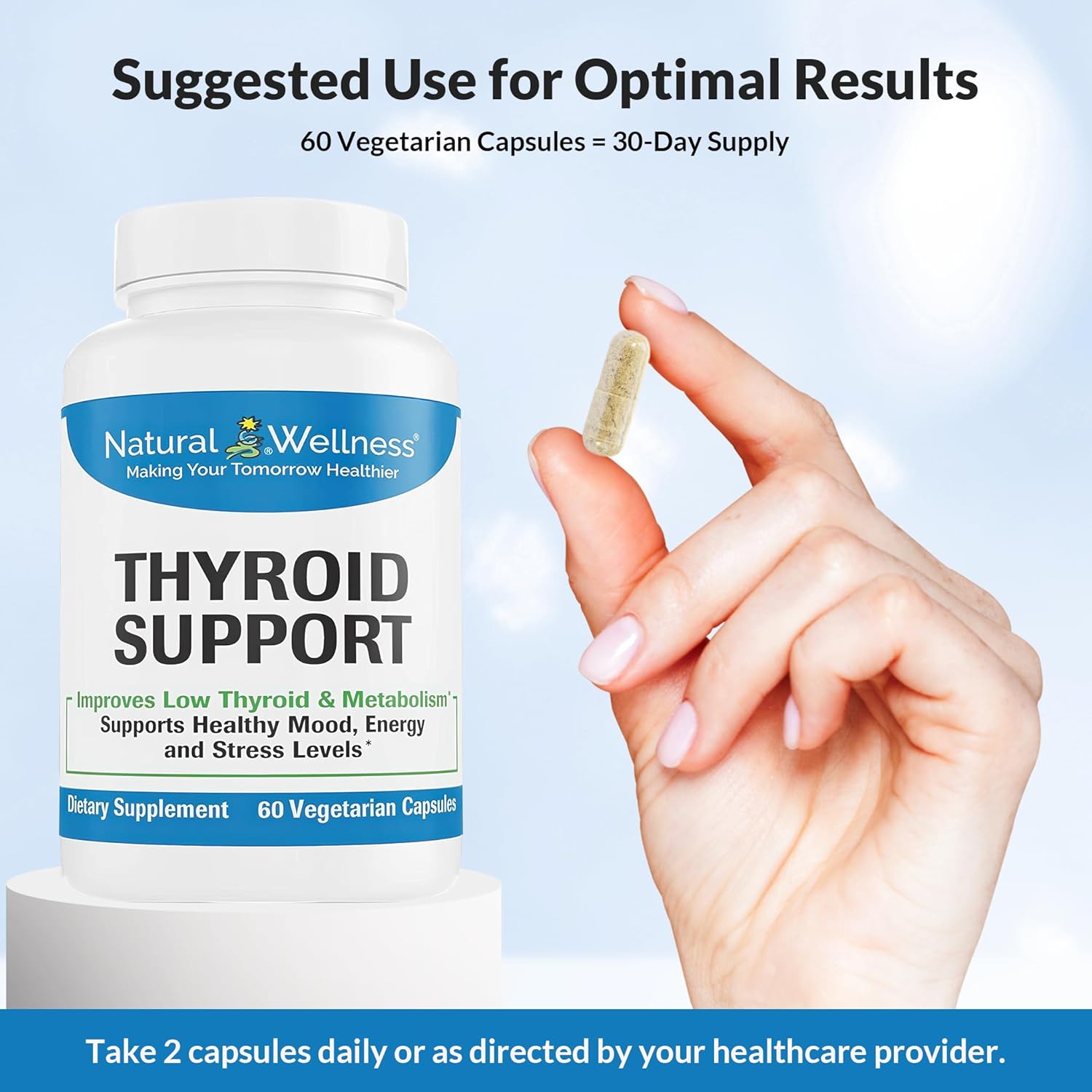 Thyroid Support Supplement - Boosts Thyroid Health, Energy, Metabolism - 60 Veg Caps, 1-Month Supply