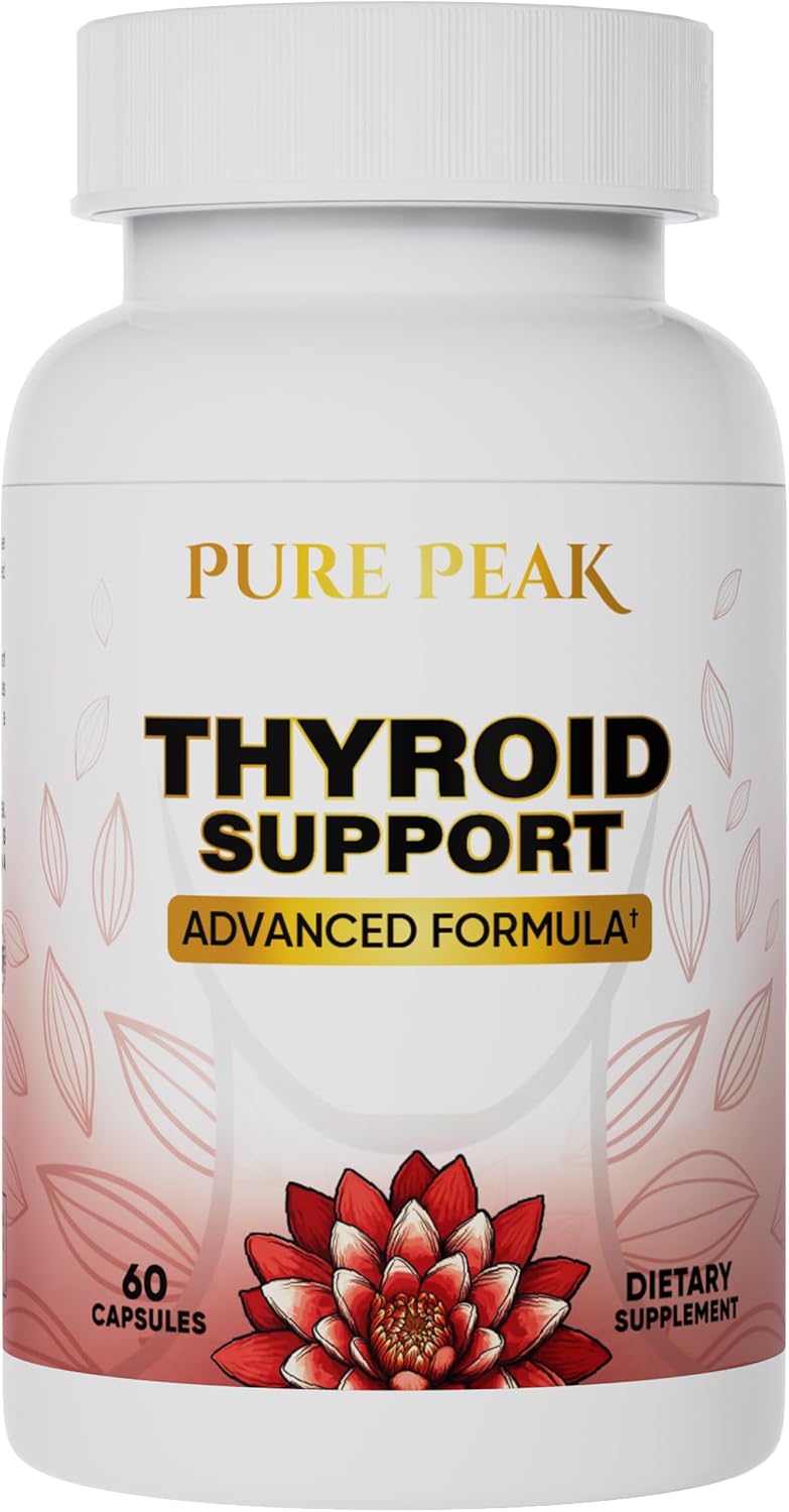 Thyroid Support Supplement for Energy, Focus, Mood - Iodine, Ashwagandha, Vitamin B12, Ginseng - 60 Capsules for Men & Women