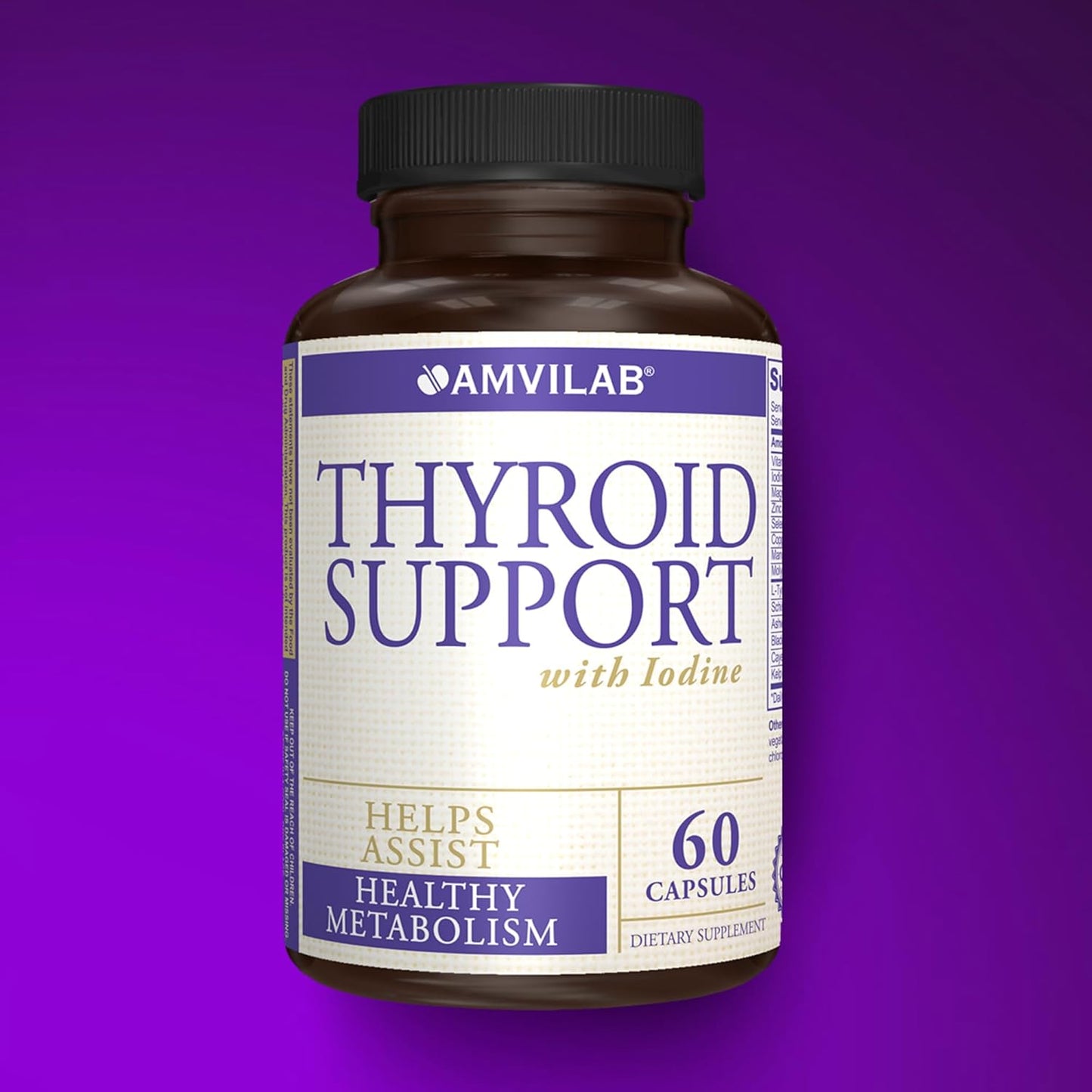 Thyroid Support Supplement with Iodine, Vitamin B12 & Essential Nutrients for Metabolism & Energy - 60 Capsules for Cognitive Health & Wellness