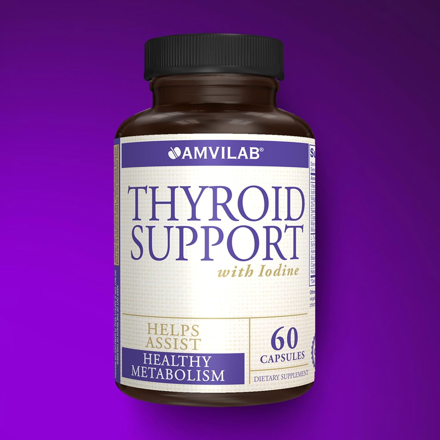 Thyroid Support Supplement with Iodine, Vitamin B12 & Essential Nutrients for Metabolism & Energy - 60 Capsules for Cognitive Health & Wellness