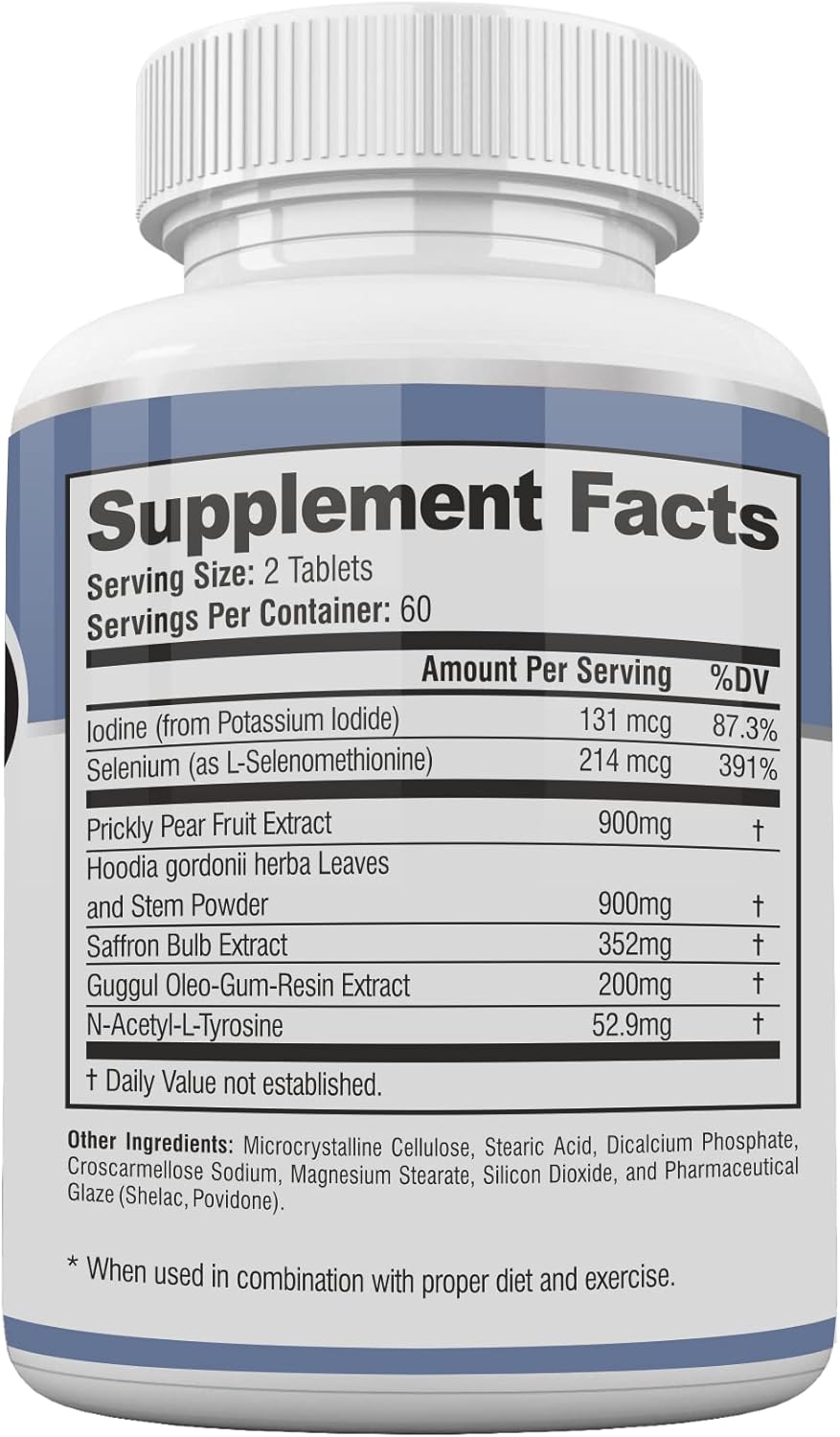 Thyroid Support Supplements for Women and Men- Boost Metabolism with Iodine, Selenium, Saffron, and Hoodia- 60 Tablets