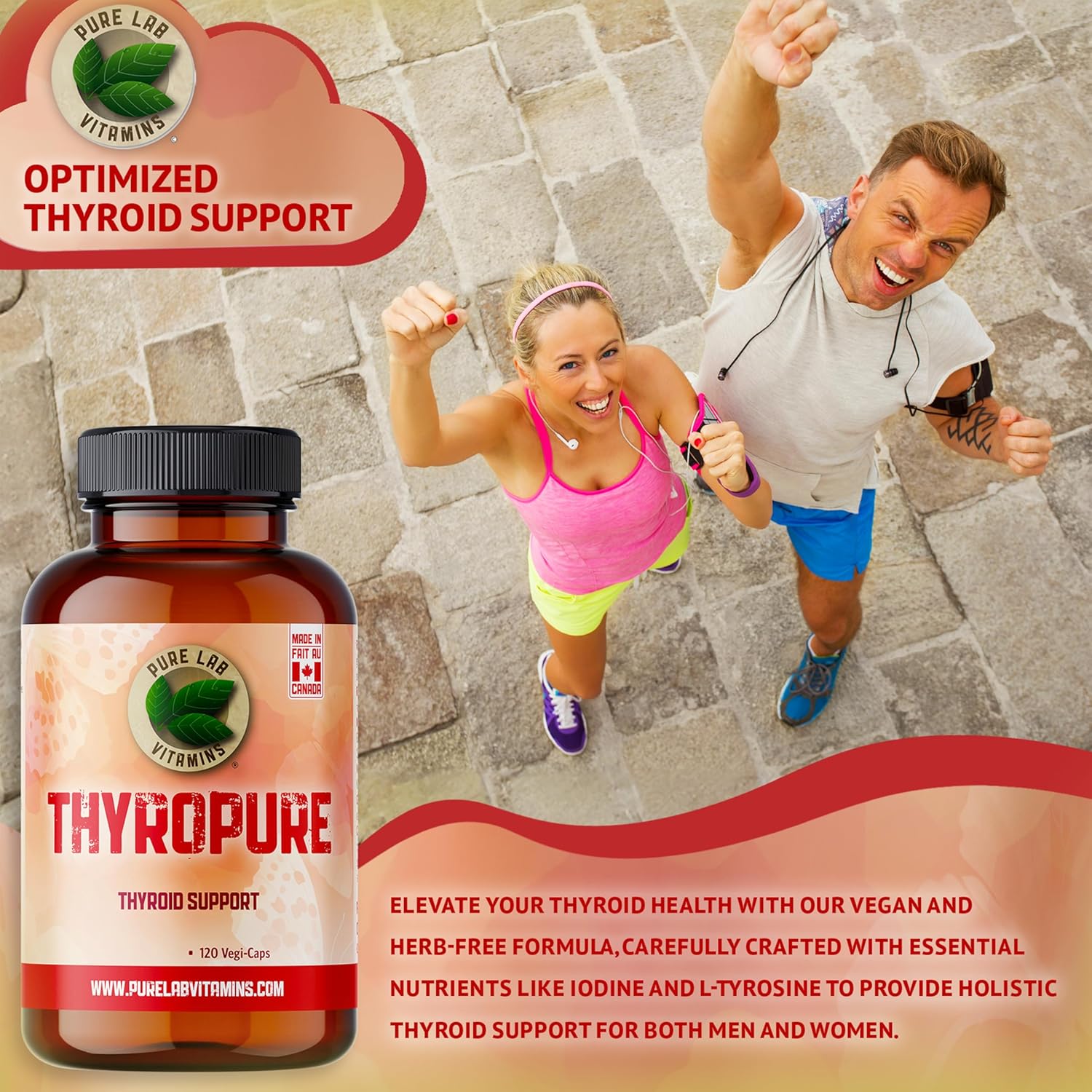 ThyroPure 120 Vegi-Caps - Immune System Support Supplement for Men and Women - Prevent Iodine Deficiency - Pure Lab Vitamins