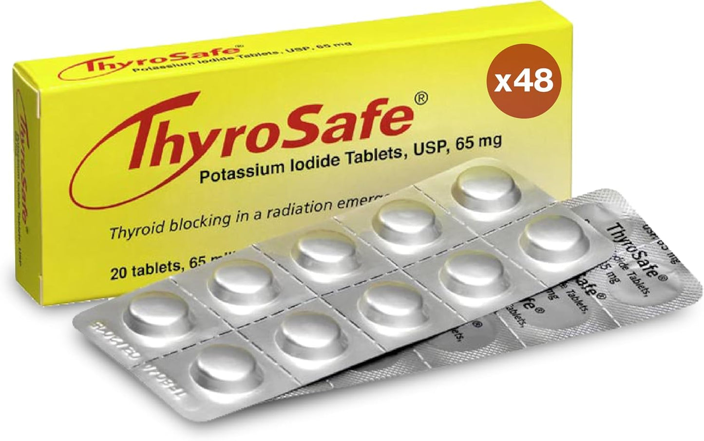 ThyroSafe 65mg Potassium Iodide Tablets - 960 Pack for Thyroid Protection from Radiation