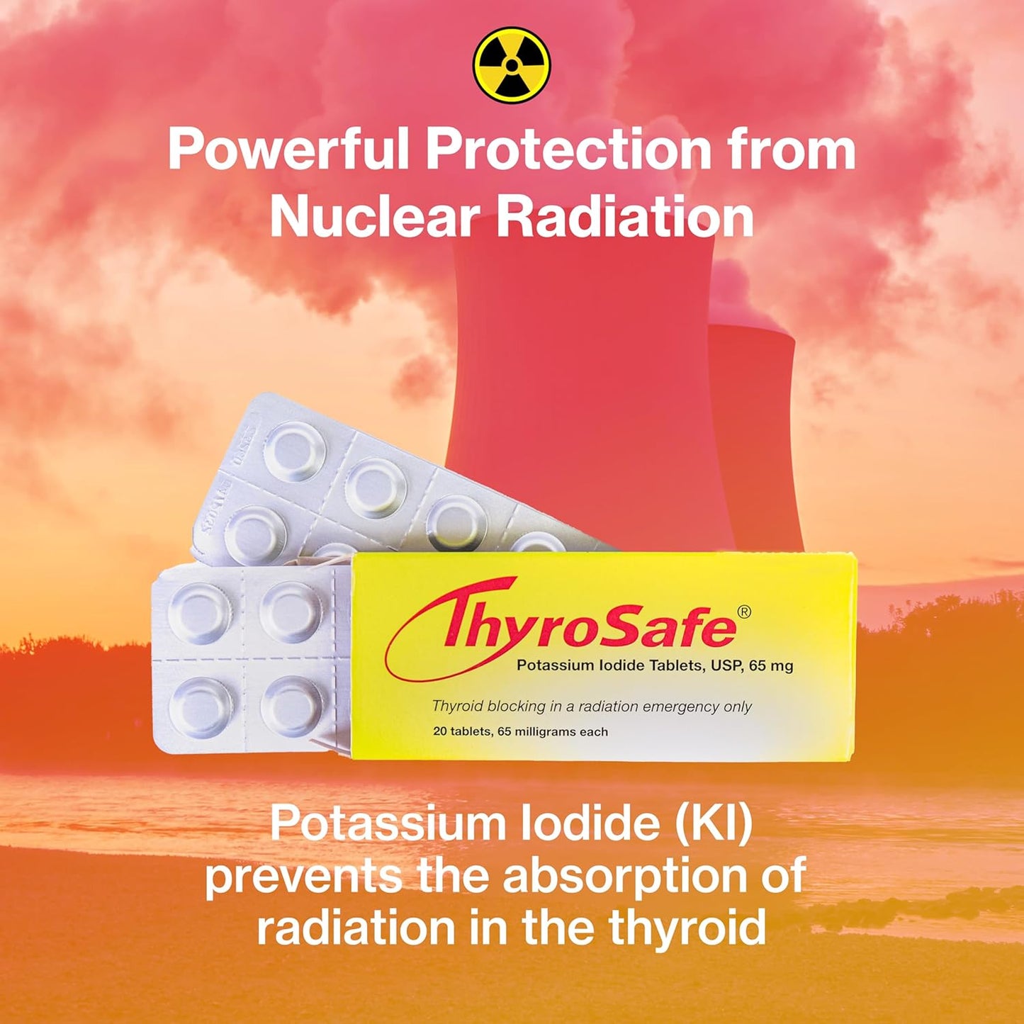 ThyroSafe 65mg Potassium Iodide Tablets - 960 Pack for Thyroid Protection from Radiation