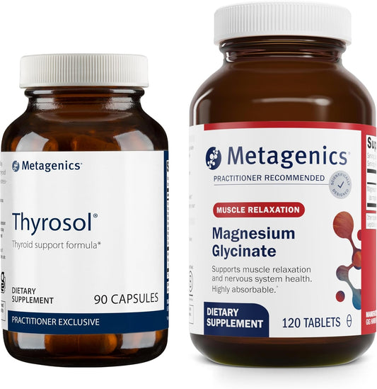 Thyrosol & Magnesium Glycinate Bundle - 90 Thyrosol Tablets for Thyroid Health, 120 Magnesium Glycinate Tablets for Nervous System Support