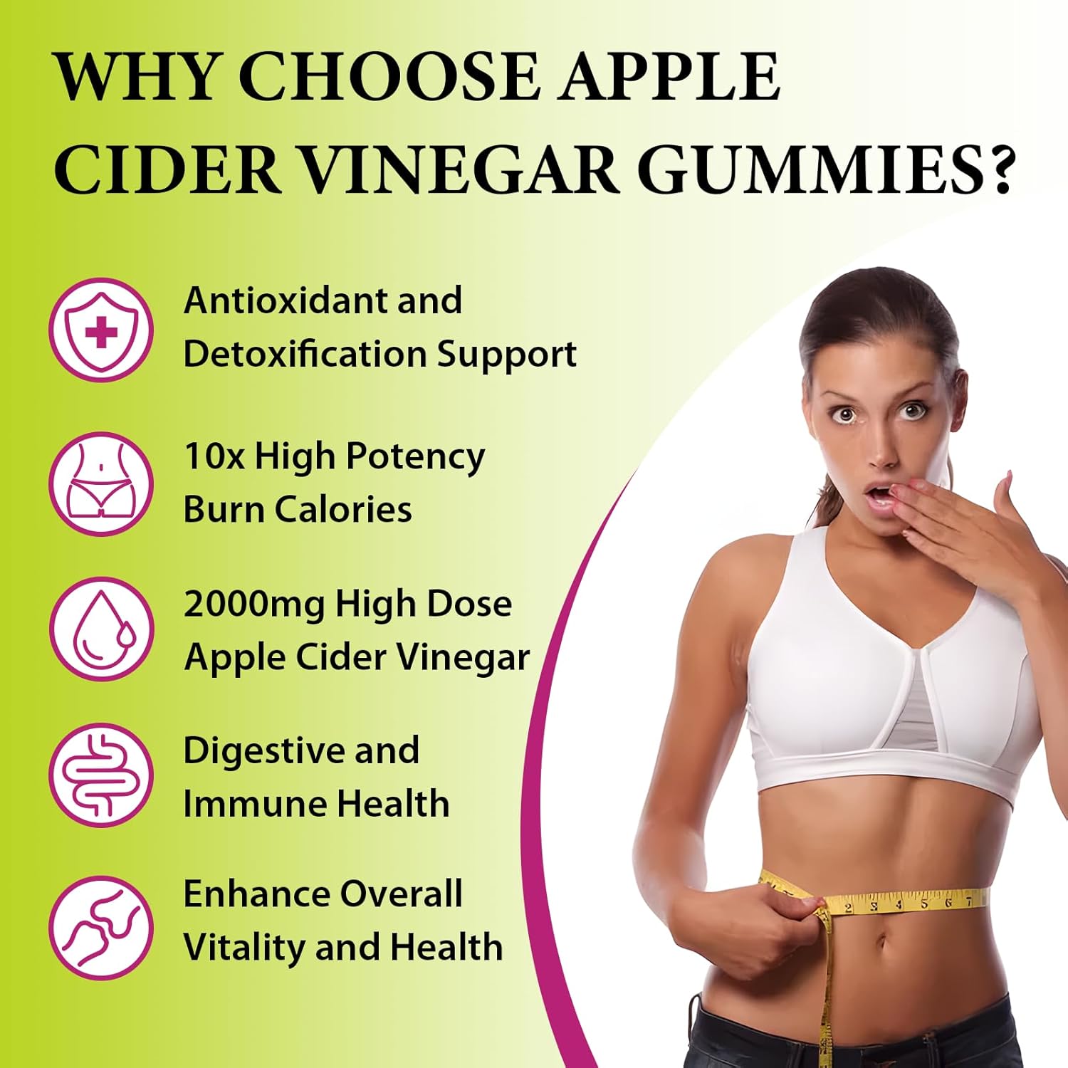 Tisestence Apple Cider Vinegar Gummies 2000MG - Keto Cleanse & Detox Diet, Max Strength ACV Gummies with Green Tea, Raspberry, B12, Probiotics for Metabolism & Digestive Health, 5 Pack