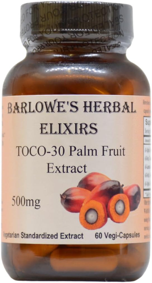 Toco-30 Tocotrienol Palm Fruit Extract Capsules - 500mg | Supports Hair, Skin & Cellular Health | 60 Vegan Capsules