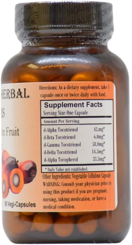 Toco-30 Tocotrienol Palm Fruit Extract Capsules - 500mg | Supports Hair, Skin & Cellular Health | 60 Vegan Capsules