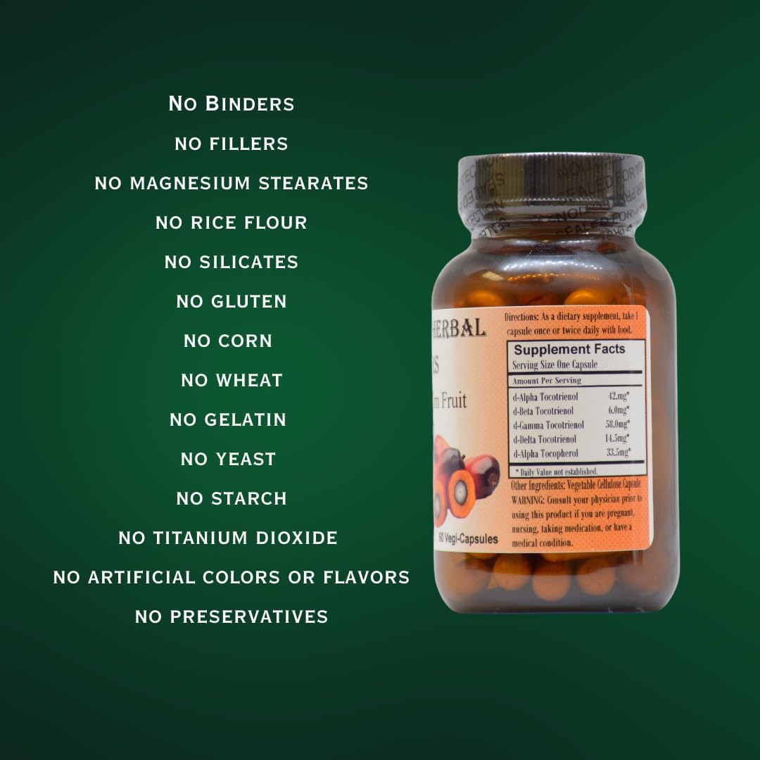 Toco-30 Tocotrienol Palm Fruit Extract Capsules - 500mg | Supports Hair, Skin & Cellular Health | 60 Vegan Capsules