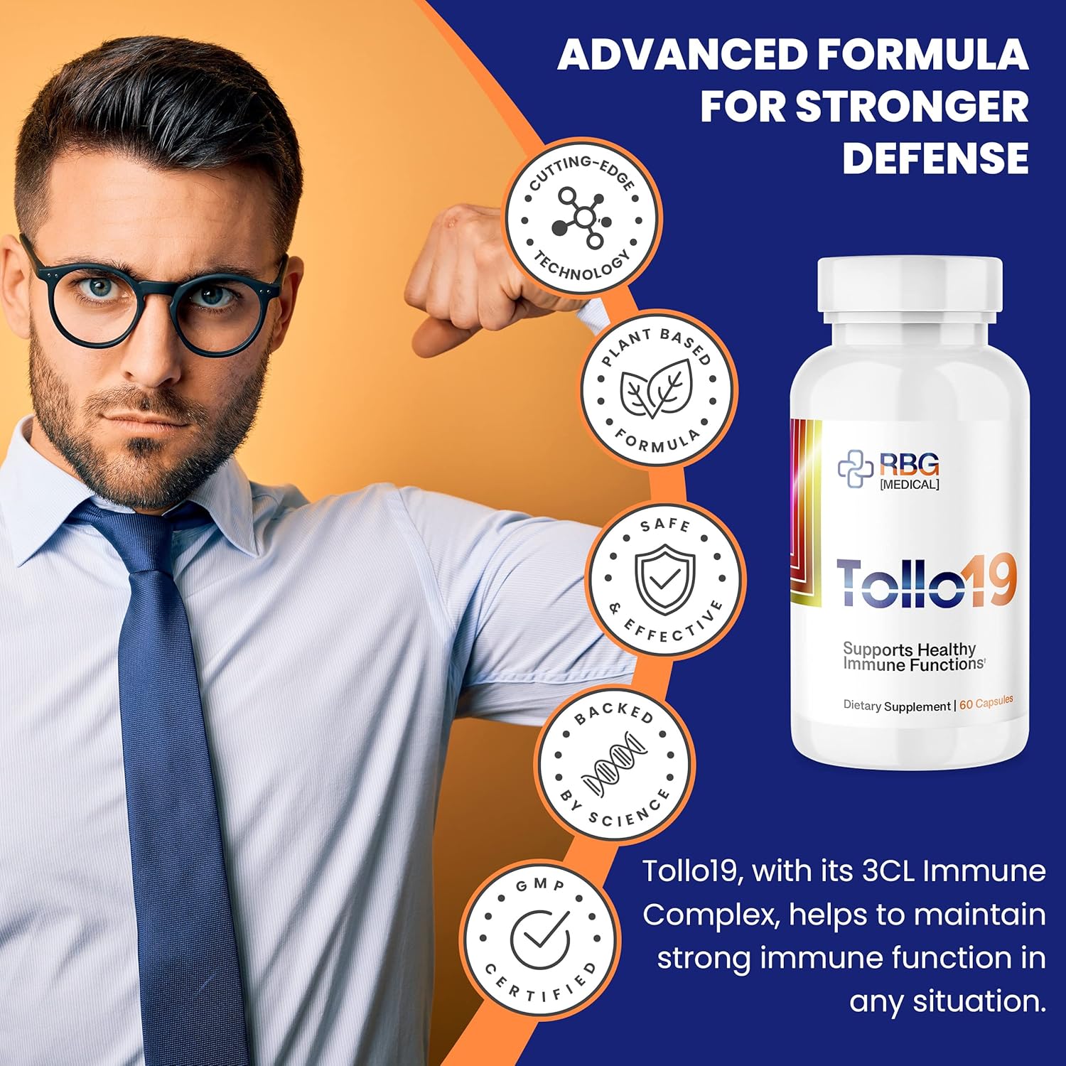 Tollo19 Immune Support Supplement with 3CLpro Inhibitors - Natural Blend of Gromwell Root Extracts & Sunflower Lecithin - 60 caps