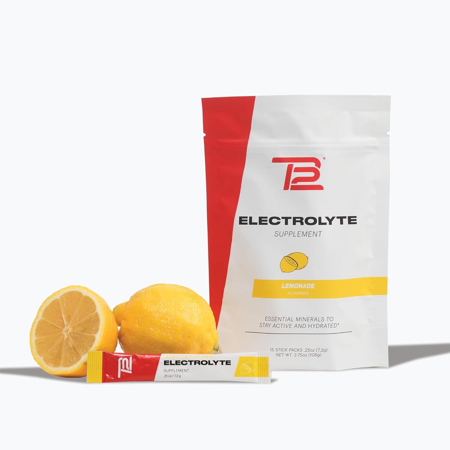 Tom Brady Lemonade Flavored Electrolyte Supplement Powder - 15 Stickpacks, Vegan, Low Sugar & Calorie, Non-GMO, Gluten-Free