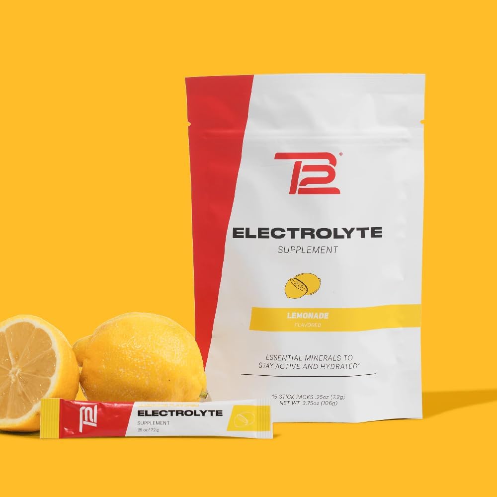 Tom Brady Lemonade Flavored Electrolyte Supplement Powder - 15 Stickpacks, Vegan, Low Sugar & Calorie, Non-GMO, Gluten-Free