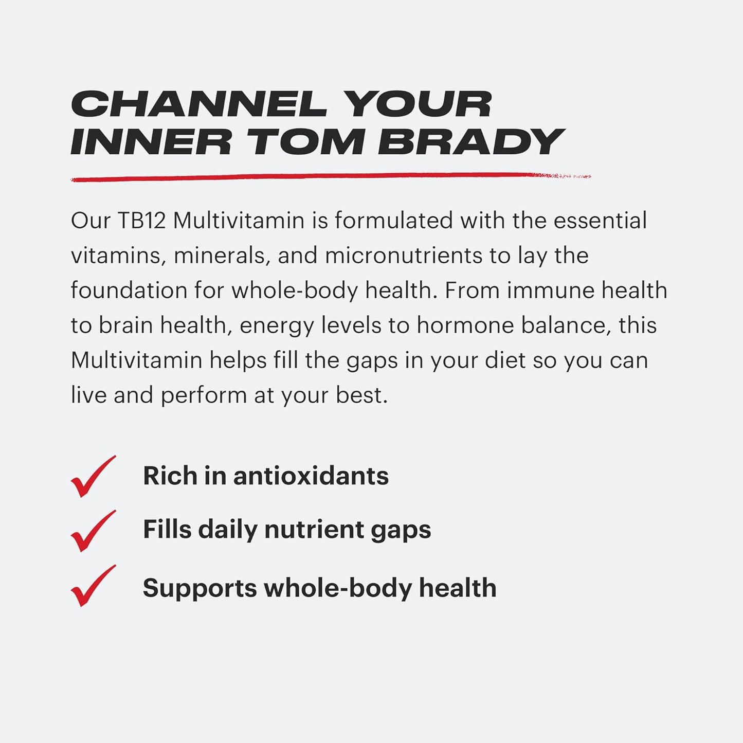 Tom Brady TB12 Multivitamin: NSF Certified Minerals & Antioxidants for Daily Health - 60 Tablets