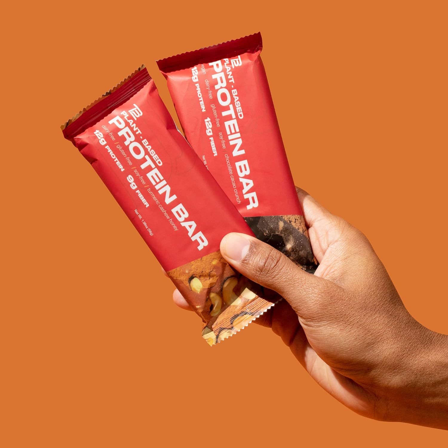 Tom Brady's TB12 Chocolate Cacao Crunch Plant Based Protein Bars | Vegan, Gluten Free, Dairy Free, Non GMO Snacks with High Protein, Fiber, and Antioxidants