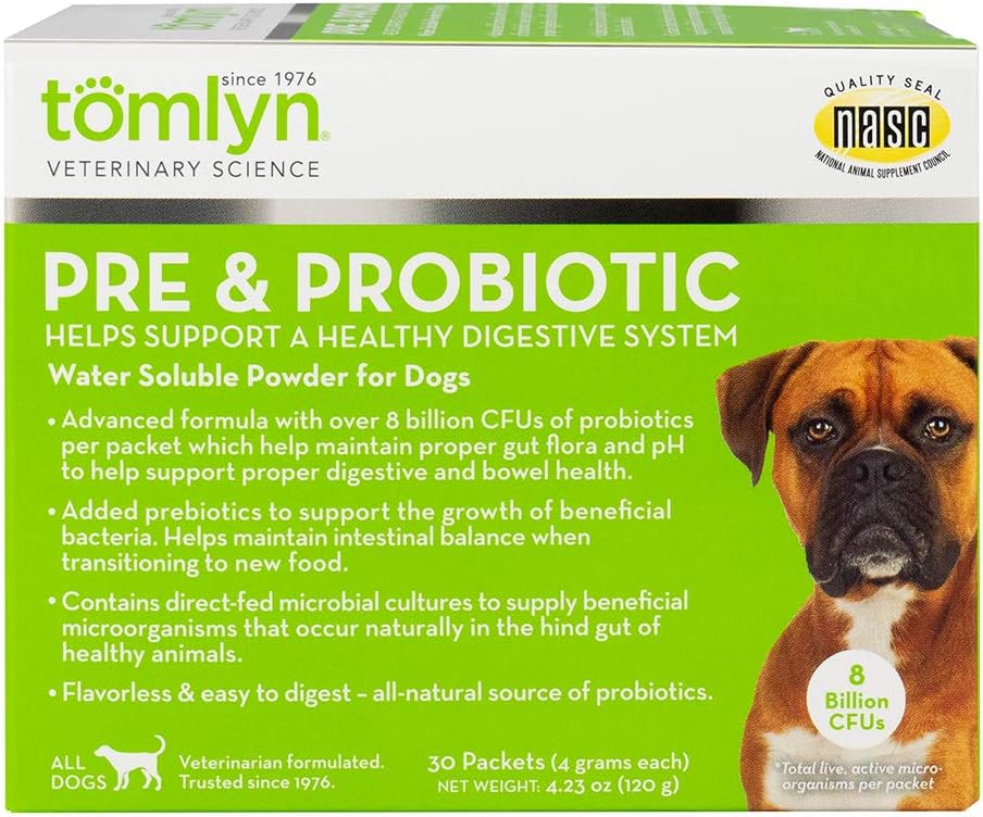 Tomlyn Dog Probiotic Powder, 30 Count - Prebiotic for Digestive Health