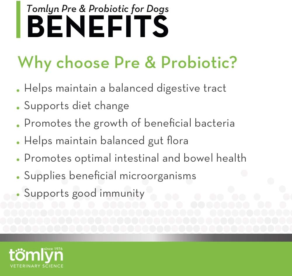Tomlyn Dog Probiotic Powder, 30 Count - Prebiotic for Digestive Health