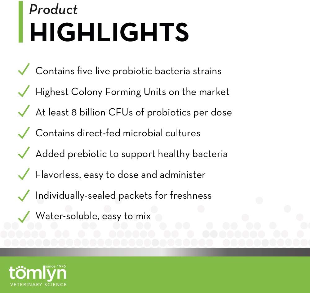 Tomlyn Dog Probiotic Powder, 30 Count - Prebiotic for Digestive Health