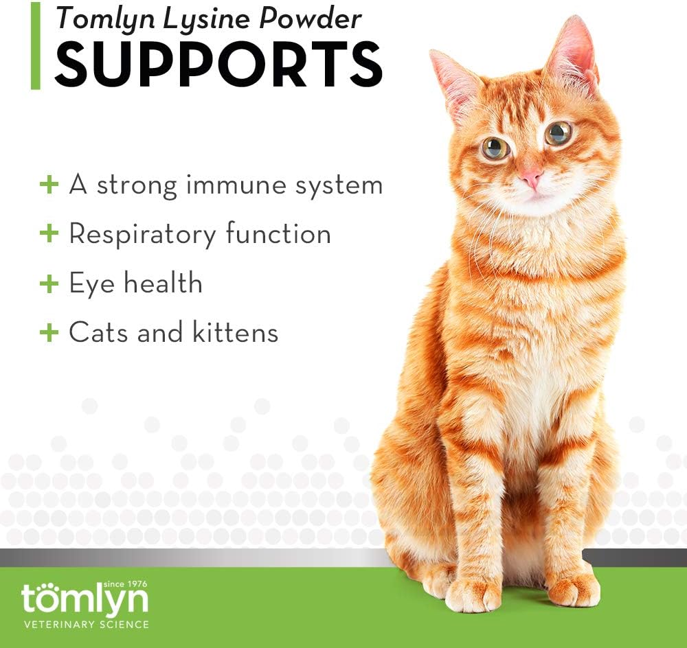 Tomlyn Immune Support L-Lysine Supplement for Cats, Fish-Flavored Powder, 4 Pack