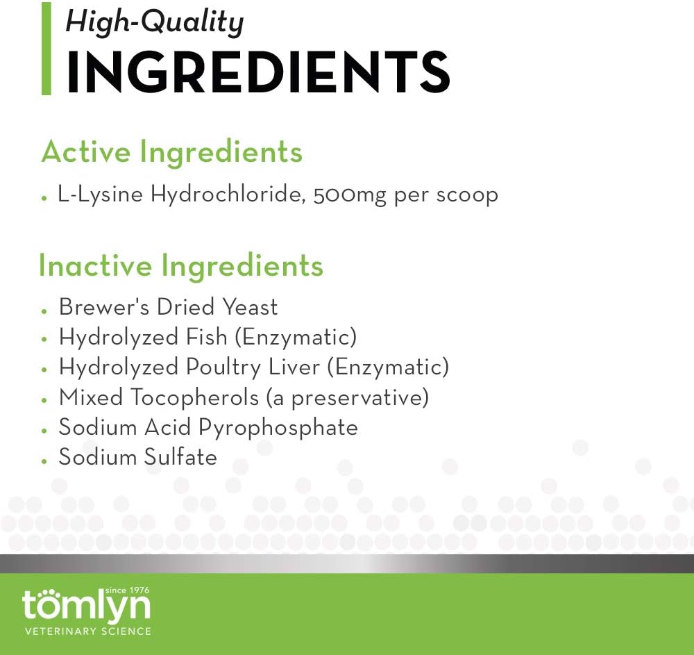 Tomlyn Immune Support L-Lysine Supplement for Cats, Fish-Flavored Powder, 4 Pack