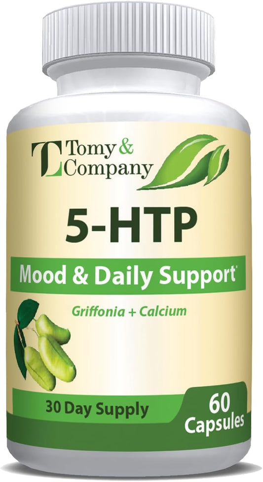 Tomy&Company 5-HTP 200 mg Capsules with Calcium for Mood and Sleep - Non-GMO and Gluten-Free - 60 Count