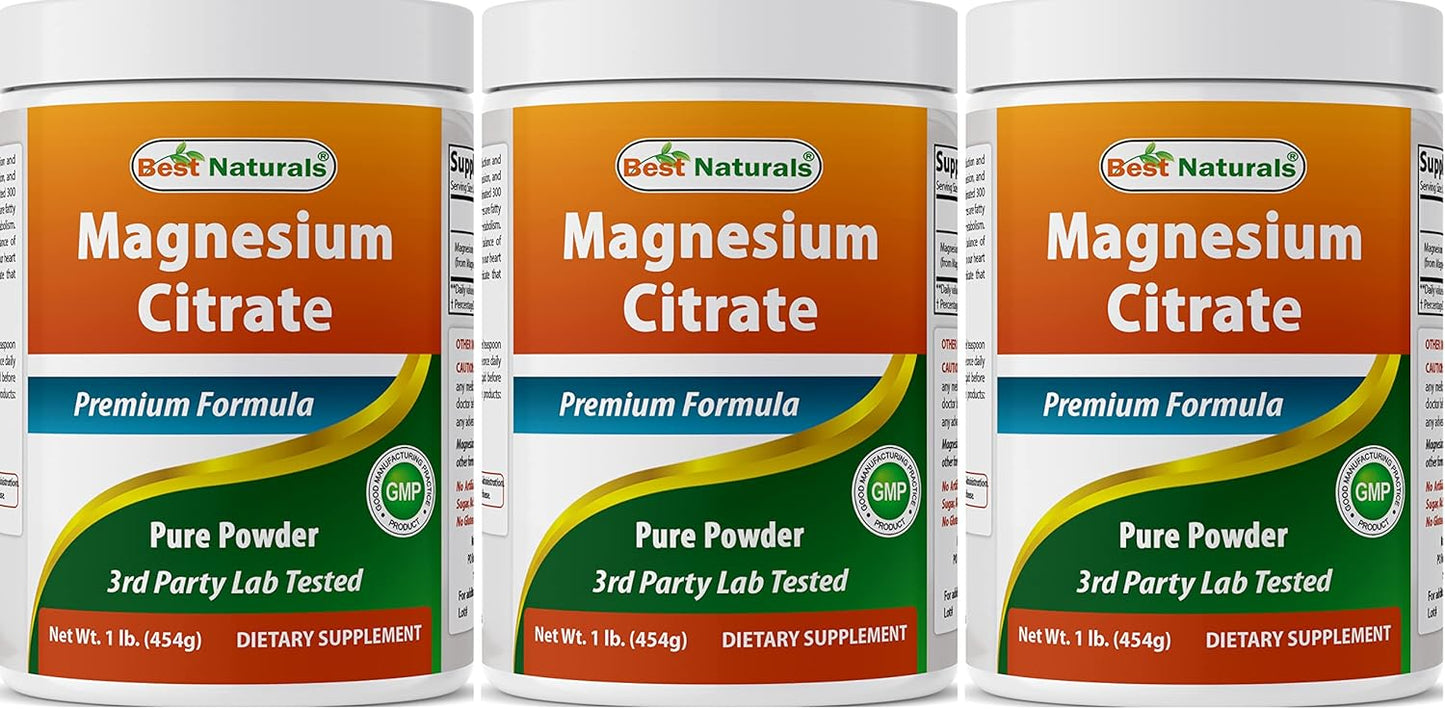 Top-Rated 3-Pack of Best Naturals Magnesium Citrate Powder - 1 Pound Each