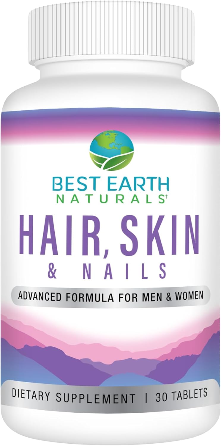Top Rated Natural Hair, Skin, and Nails Supplement with Biotin, Collagen, Vitamins for Healthy Hair, Glowing Skin, Strong Nails